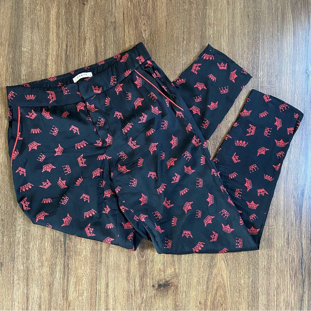 Piamita Silk Crown Print Trousers